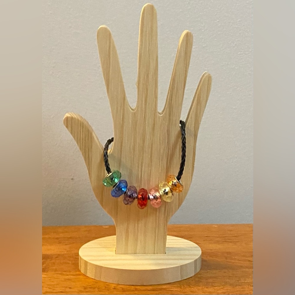 NEW European charms on a leather look bracelet